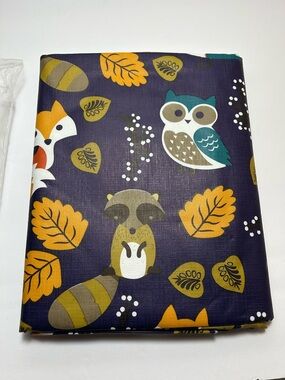 Huntington Home Navy Woodland Animals Vinyl tablecloth